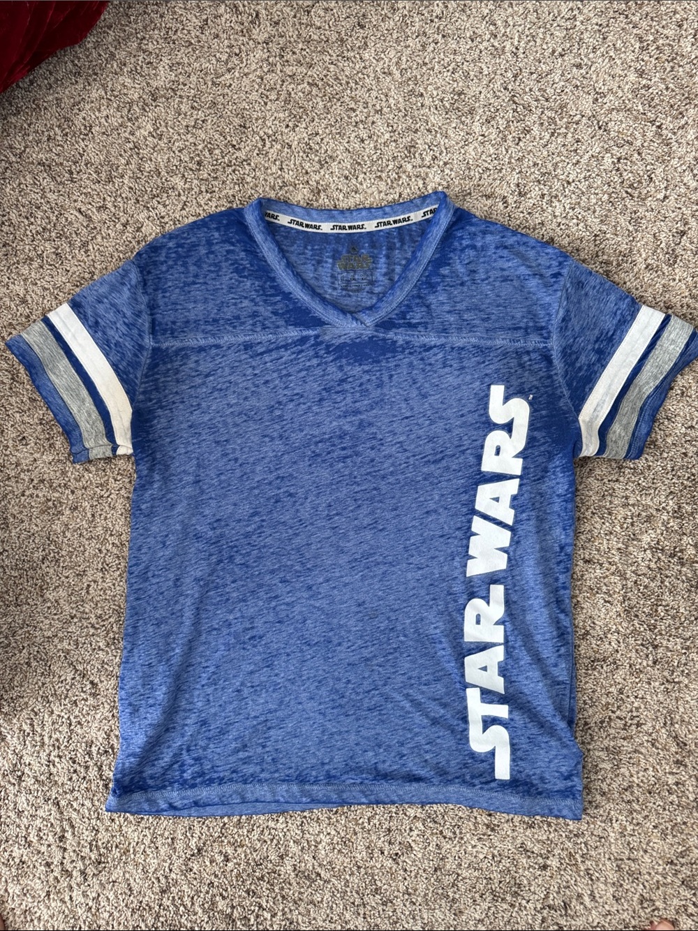 Star Wars Blue Short-Sleeve V-Neck Tee with White Logo